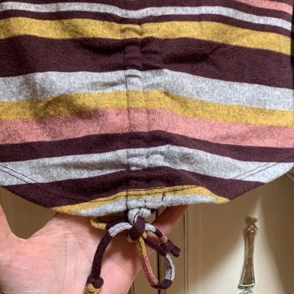 Almost Famous Purple Striped Fleece Long Sleeve Crop Top - Picture 5 of 10